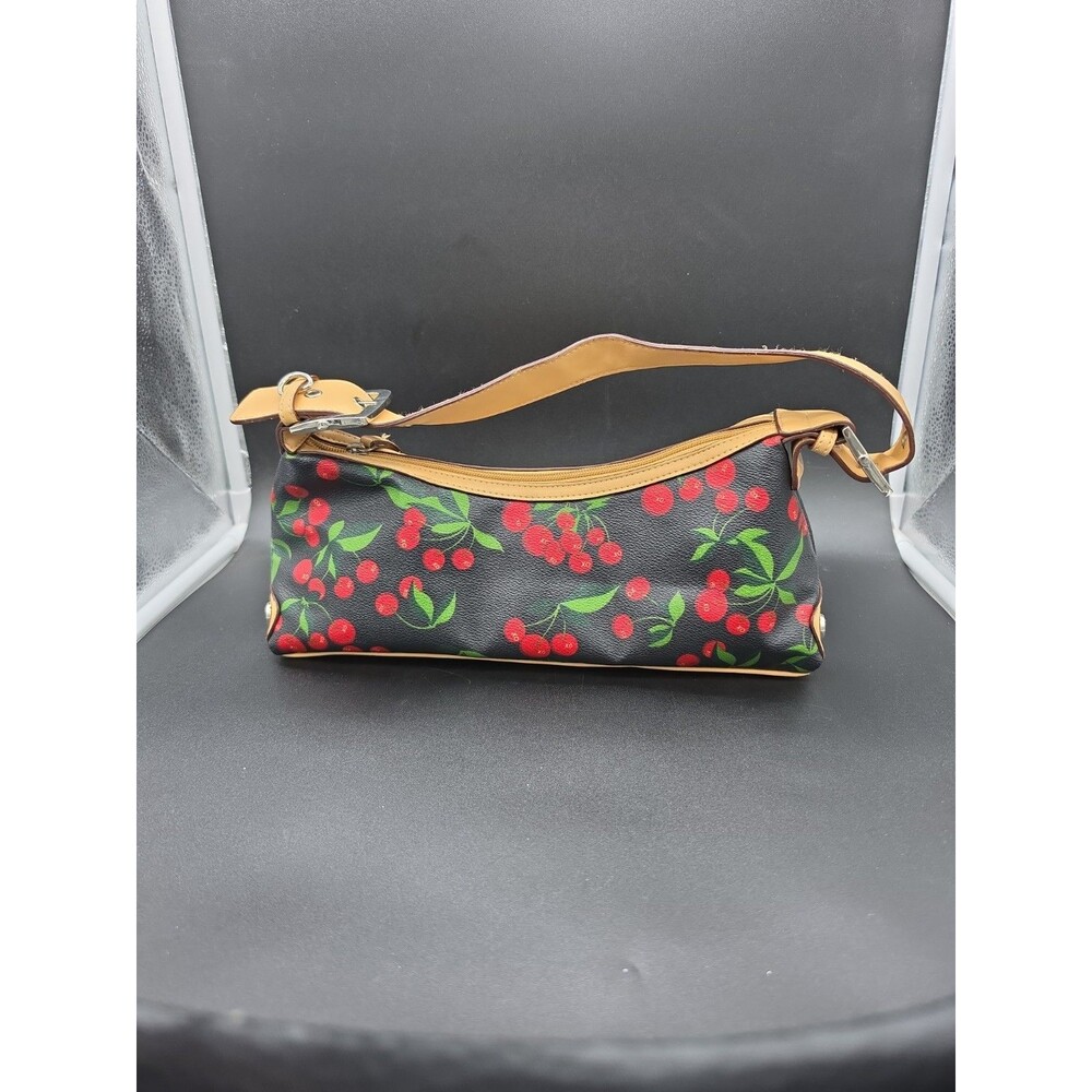 Vintage XOXO Cherry Print Baguette Shoulder Bag Mini Purse Faux Leather Y2K